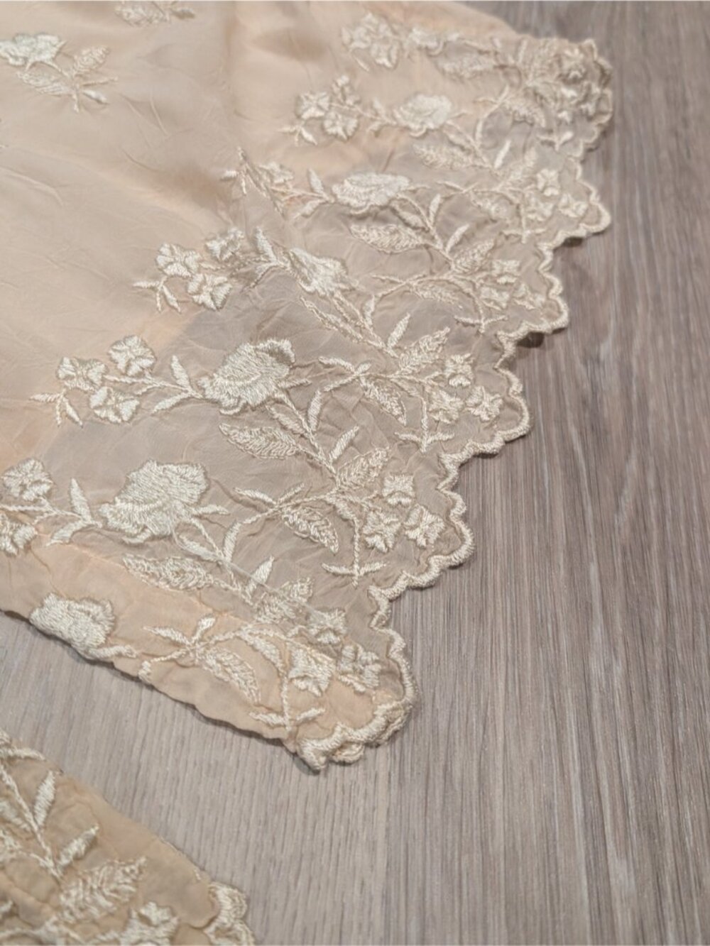 Vintage Sheer Embroidered Button-Front Blouse in Beige - Picture 7 of 10